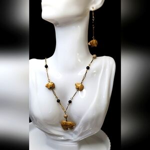 Vtg. UPCYCLED With Natural Gemstones Set